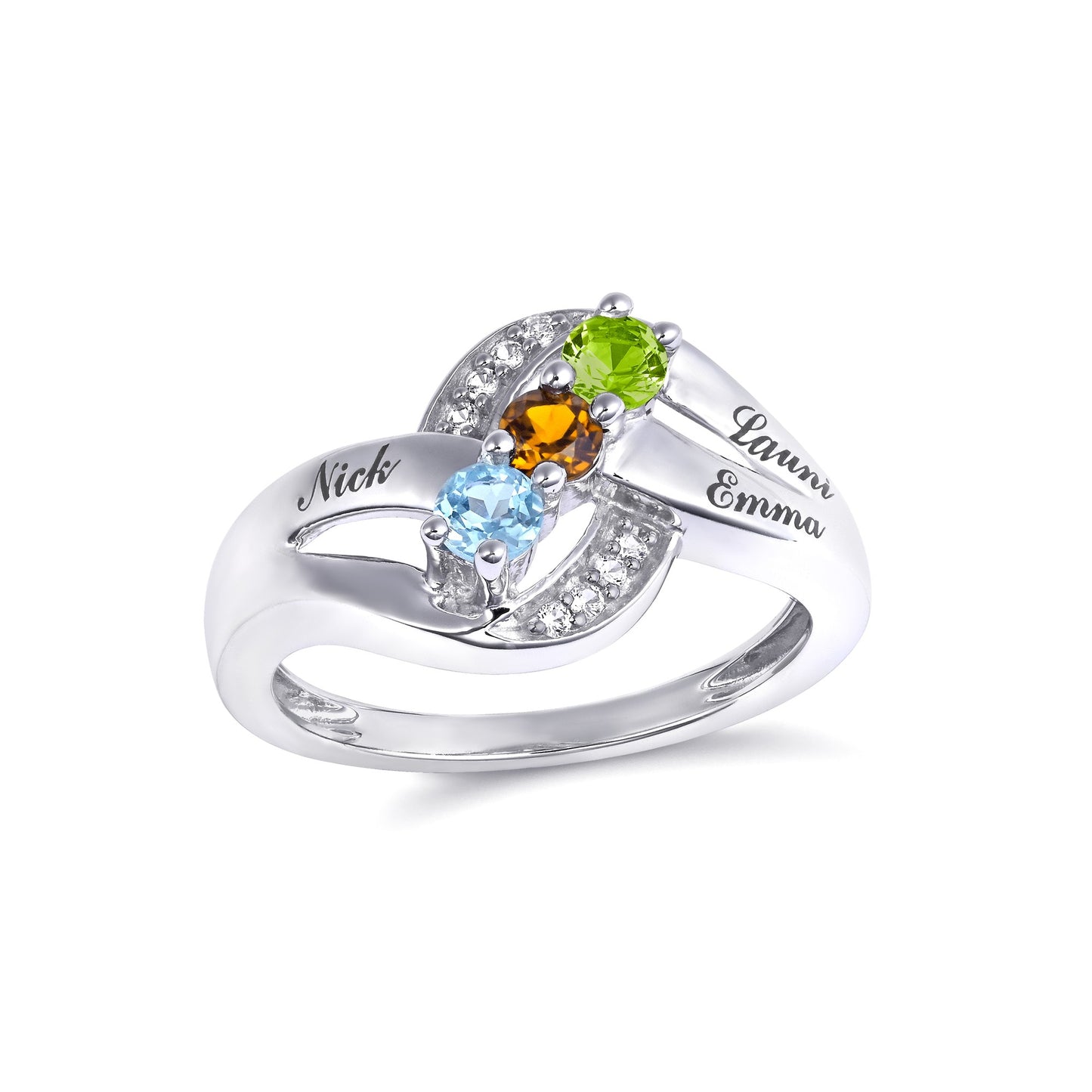 Mother's Family Birthstone Ring (1-3 Stones and 2-3 Lines)