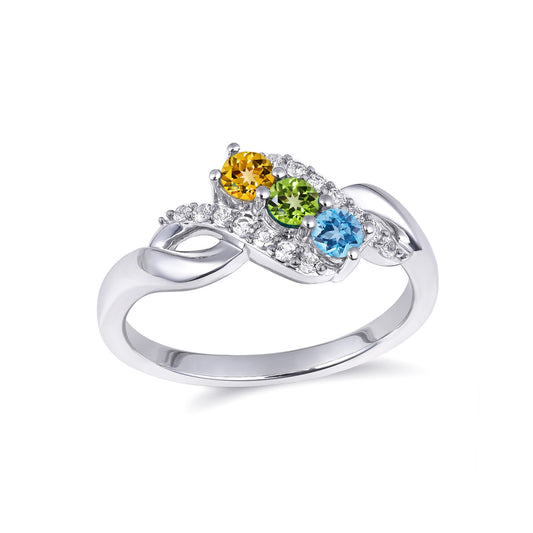 Mother's Family Birthstone Swirl Ring (1-4 Stones)