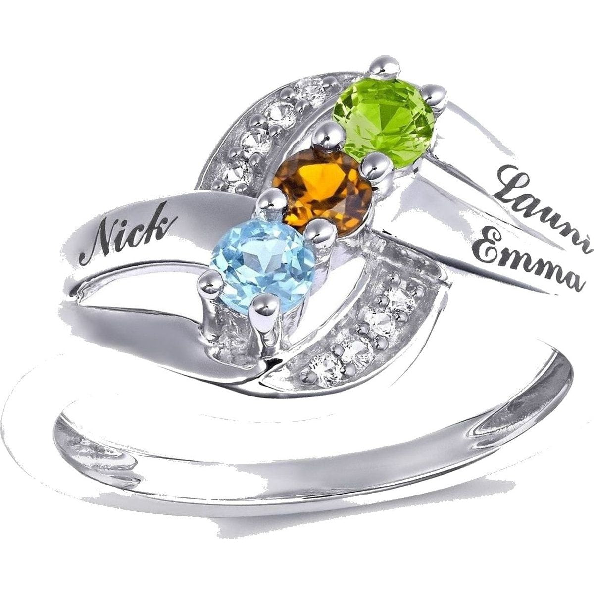 Mother's Family Birthstone Ring (1-3 Stones and 2-3 Lines)